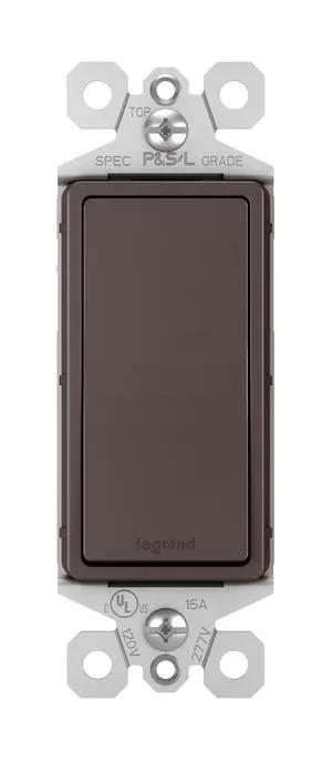 Legrand radiant TM870DBCC10 15 Amp Rocker Wall Switch, Single Pole Decorator Light Switches, Dark Bronze (1 Count) Legrand radiant TM870DBCC10 15 Amp Rocker Wall Switch, Single Pole Decorator Light Switches, Dark Bronze (1 Count)