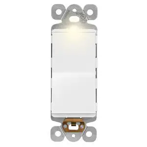 Frameless Paddle Light Switch, Single Pole, 15A, Matte White Frameless Paddle Light Switch, Single Pole, 15A, Matte White