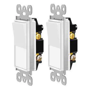 2PK 15Amp Single Pole Rocker Interrupter Decorative Light Switches, 120-277V, Decorator Paddle Rocker Switch (UL Listed, White) 2PK 15Amp Single Pole Rocker Interrupter Decorative Light Switches, 120-277V, Decorator Paddle Rocker Switch (UL Listed, White)