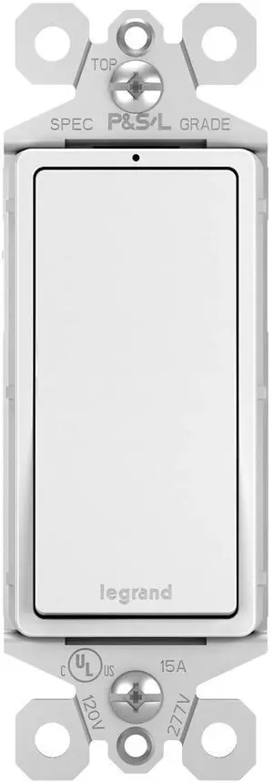Legrand Radiant TM873WSLCC10 15 Amp Rocker Wall Switch with Locator Light, 3-Way Pole Decorator Light Switches, White (1 Count) Legrand Radiant TM873WSLCC10 15 Amp Rocker Wall Switch with Locator Light, 3-Way Pole Decorator Light Switches, White (1 Count)