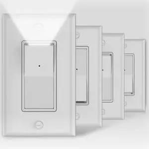 4Pack 3 Way Light Switch with LED Night Light 15Amp 120/277Volt,Three Way Wall Switch, Automatic On/Off Sensor, White 4Pack 3 Way Light Switch with LED Night Light 15Amp 120/277Volt,Three Way Wall Switch, Automatic On/Off Sensor, White