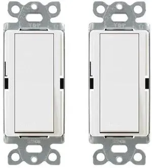 Claro On/Off Switch 15-Amp, Single-Pole, CA-1PS-WH-2, White, 2 Pack Claro On/Off Switch 15-Amp, Single-Pole, CA-1PS-WH-2, White, 2 Pack
