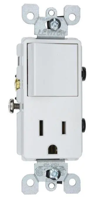 15 Amp, 120 Volt, Decora Single-Pole, AC Combination Switch, Commercial Grade, Grounding, 5625-W, White 15 Amp, 120 Volt, Decora Single-Pole, AC Combination Switch, Commercial Grade, Grounding, 5625-W, White