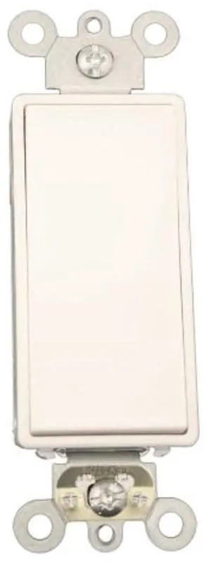 15 Amp, 120/277 Volt AC Decora Plus Rocker, Single-Pole, Double Throw, Center OFF, Commercial Grade, Self Grounding, 5657-2W, White 15 Amp, 120/277 Volt AC Decora Plus Rocker, Single-Pole, Double Throw, Center OFF, Commercial Grade, Self Grounding, 5657-2W, White