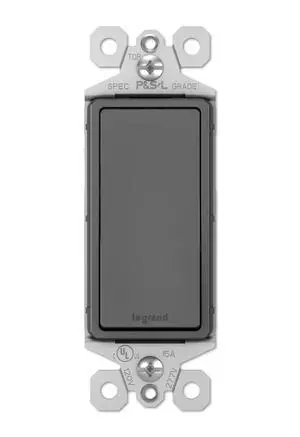 Legrand Radiant 15 Amp Rocker Wall Switch, Single Pole Modern Decorator Light Switches, Black, Without Wall Plate, TM870BKCC10 (1 Pack) Legrand Radiant 15 Amp Rocker Wall Switch, Single Pole Modern Decorator Light Switches, Black, Without Wall Plate, TM870BKCC10 (1 Pack)
