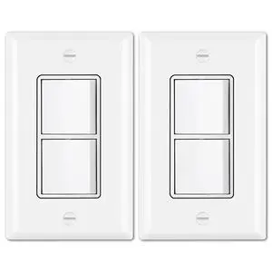 2PK Double Rocker Light Switch, Single Pole Combination Interrupter 2PK Double Rocker Light Switch, Single Pole Combination Interrupter