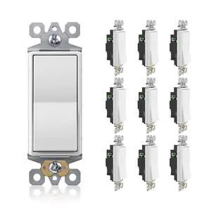Single Pole Decorator Light Switch,15A 120V/277V,10 Pack Single Pole Decorator Light Switch,15A 120V/277V,10 Pack