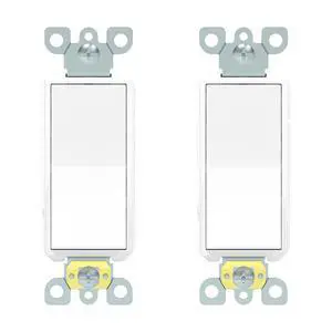 Single Pole Decorator Light Switch, 20A 120V-277V, Rocker Paddle Electrical Wall Switches, Commercial Grade, Grounding Screw, Back Insert and Side Terminals, UL Listed, White (2 Pack) Single Pole Decorator Light Switch, 20A 120V-277V, Rocker Paddle Electrical Wall Switches, Commercial Grade, Grounding Screw, Back Insert and Side Terminals, UL Listed, White (2 Pack)