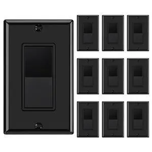 Single Pole Rocker Decorator Light Switch, 15 Amp Self-grounding Electrical Light Switches, Wall Plate Included, Residential Grade, UL Listed (10 Pack, Glossy Black) Single Pole Rocker Decorator Light Switch, 15 Amp Self-grounding Electrical Light Switches, Wall Plate Included, Residential Grade, UL Listed (10 Pack, Glossy Black)