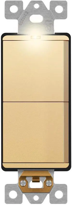 15A Lighted Double Switch, Combination Frameless Decorator Switch 15A Lighted Double Switch, Combination Frameless Decorator Switch