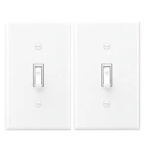 2-Pack 15 Amp Toggle Light Switch with Wall Plate, Single Pole, Residential/Commercial Grade, On/Off Switch, Glossy White, UL Listed 2-Pack 15 Amp Toggle Light Switch with Wall Plate, Single Pole, Residential/Commercial Grade, On/Off Switch, Glossy White, UL Listed
