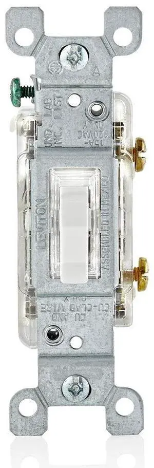 15-Amp Toggle LED Illuminated Single-Pole Switch, L1461-2W, White 15-Amp Toggle LED Illuminated Single-Pole Switch, L1461-2W, White
