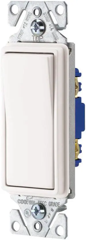 7501W-SP-L 15-Amp, 120-Volt Standard Grade Single Pole Decorator Switch Without Wallplate, White 7501W-SP-L 15-Amp, 120-Volt Standard Grade Single Pole Decorator Switch Without Wallplate, White