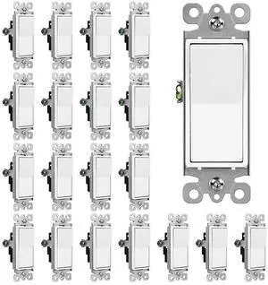 CML Single Pole Decorator Light Switch, 20 Pack Rocker Paddle Wall Switch, 15A 120/277V, On/Off Interrupter, UL Listed, White CML Single Pole Decorator Light Switch, 20 Pack Rocker Paddle Wall Switch, 15A 120/277V, On/Off Interrupter, UL Listed, White