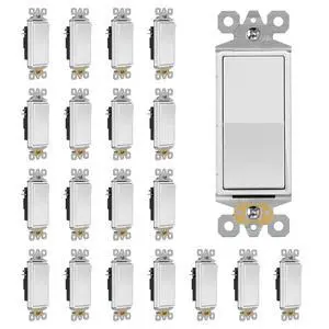 Decorator Rocker Light Switch, Single Pole 15A Wall Switch, 20 Pack Decorator Rocker Light Switch, Single Pole 15A Wall Switch, 20 Pack