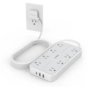 Power Strip Surge Protector, 10FT Flat Plug Extension Cord Power Strip Surge Protector, 10FT Flat Plug Extension Cord