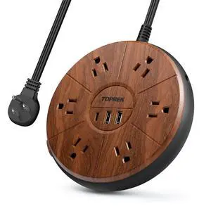 Power Strip with USB - 6 Outlets, 1 USB-C (20W PD), 2 USB-A - Wood Finish Power Strip Surge Protector, 6.5 ft Flat Extension Cord for Home Office, Dorm Desk Power Strip with USB - 6 Outlets, 1 USB-C (20W PD), 2 USB-A - Wood Finish Power Strip Surge Protector, 6.5 ft Flat Extension Cord for Home Office, Dorm Desk