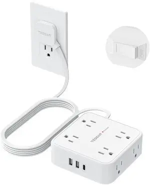 Surge Protector Power Strip with 900J Surge Protection, 10 Ft, White Surge Protector Power Strip with 900J Surge Protection, 10 Ft, White
