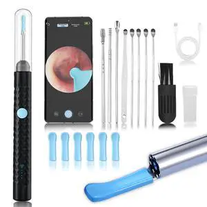 WiFi Visual Ear Cleaner with 1080P HD Camera | APP-Controlled Ear Wax Remover|Type-C Rechargeable | 14PCS (Black) WiFi Visual Ear Cleaner with 1080P HD Camera | APP-Controlled Ear Wax Remover|Type-C Rechargeable | 14PCS (Black)