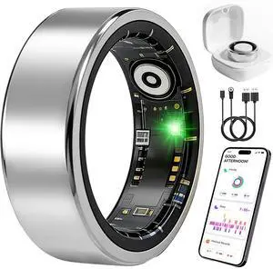 Smart Ring Fitness Tracker for Women and Men, Heart Rate Monitor, Sleep and Stress Monitoring, Menstrual Cycle Tracking, Step Counter, IP68 Waterproof, No Subscription, Compatible with iOS and Android Smart Ring Fitness Tracker for Women and Men, Heart Rate Monitor, Sleep and Stress Monitoring, Menstrual Cycle Tracking, Step Counter, IP68 Waterproof, No Subscription, Compatible with iOS and Android