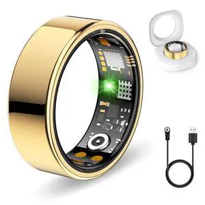 Smart Rings for Women Men, Fitness Ring with Heart Rate, Blood Oxygen, HRV, Stress, Sleep Tracker, Step Tracker, No Subscription Fee, lP68 Waterproof Smart Ring for iPhone & Android (Gold, 8#) Smart Rings for Women Men, Fitness Ring with Heart Rate, Blood Oxygen, HRV, Stress, Sleep Tracker, Step Tracker, No Subscription Fee, lP68 Waterproof Smart Ring for iPhone & Android (Gold, 8#)