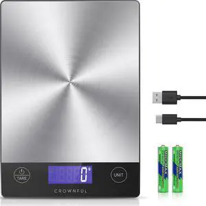 Food Scale, 33lb Rechargeable 304 Stainless Steel Digital Kitchen Scale Weight Grams and Ounces with LCD Display and Type-C Charging for Meal Prep, Baking and Cooking Food Scale, 33lb Rechargeable 304 Stainless Steel Digital Kitchen Scale Weight Grams and Ounces with LCD Display and Type-C Charging for Meal Prep, Baking and Cooking