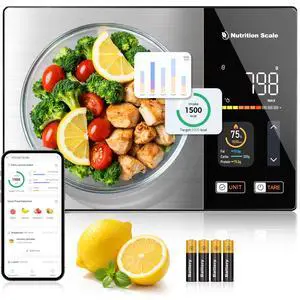 Smart Nutrition Scale - Calorie & Nutrients Tracker for Weight Loss, Fitness, Meal Prep, Free App Connected Food Scale with Barcode Scan, Food Preload & Color Display, 1g Precision, 11lb, Black Smart Nutrition Scale - Calorie & Nutrients Tracker for Weight Loss, Fitness, Meal Prep, Free App Connected Food Scale with Barcode Scan, Food Preload & Color Display, 1g Precision, 11lb, Black