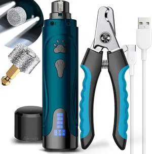 Super Quiet Dog Nail Grinder & Clippers Kit with 2 LED Lights, 3 Speeds Up to 12,000 RPM, Lower Than 30dB Electric Pet Nail Trimmer for Small Medium Large Dogs and Cats Super Quiet Dog Nail Grinder & Clippers Kit with 2 LED Lights, 3 Speeds Up to 12,000 RPM, Lower Than 30dB Electric Pet Nail Trimmer for Small Medium Large Dogs and Cats