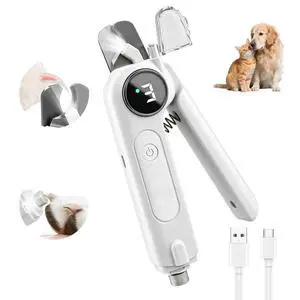 2-in-1 Dog Nail Clippers & Grinder with LED Light, Quiet Electric Pet Nail Trimmer for Small Medium Large Dogs & Cats, 3 Speeds, USB Rechargeable, Quick Sensor, Safety Lock & Splash Guard (White) 2-in-1 Dog Nail Clippers & Grinder with LED Light, Quiet Electric Pet Nail Trimmer for Small Medium Large Dogs & Cats, 3 Speeds, USB Rechargeable, Quick Sensor, Safety Lock & Splash Guard (White)