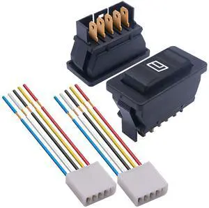 2Pcs 5 Pin Car Window Switch 12V 20A Control Power Window Lift Momentary LED Rocker Switch with with Wiring Harness K-010-X 2Pcs 5 Pin Car Window Switch 12V 20A Control Power Window Lift Momentary LED Rocker Switch with with Wiring Harness K-010-X