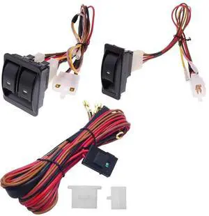 12V Universal Power Window Switch Kit, Wiring Harness kit for 2 Door Vehicles,DIY Conversion to Power Windows 12V Universal Power Window Switch Kit, Wiring Harness kit for 2 Door Vehicles,DIY Conversion to Power Windows