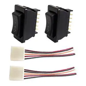 2 X 5 Pin Universal Car Power Window Switch UP/Down Control Lift Momentary Rocker Switch with Wiring Harness 12V 20A 2 X 5 Pin Universal Car Power Window Switch UP/Down Control Lift Momentary Rocker Switch with Wiring Harness 12V 20A