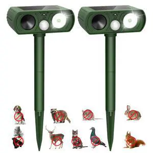 Solar Ultrasonic Animal Repellent, Waterproof Deer Repellent, Outdoor Cat Repellent with Motion Detection, Squirrel, 2 Pack Solar Ultrasonic Animal Repellent, Waterproof Deer Repellent, Outdoor Cat Repellent with Motion Detection, Squirrel, 2 Pack