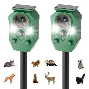 2-Pack Solar Powered Ultrasonic Animal Repeller with Motion Sensor, Outdoor Waterproof Deer Repellent Devices with Flashing Light for Garden, Yard & Patio, Coyotes, Raccoons, and Cats 2-Pack Solar Powered Ultrasonic Animal Repeller with Motion Sensor, Outdoor Waterproof Deer Repellent Devices with Flashing Light for Garden, Yard & Patio, Coyotes, Raccoons, and Cats