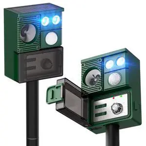 2-Pack Solar Animal Repeller Outdoor, Motion Activated Yard Guard Ultrasonic Deer Repellent Devices for Rabbits, Raccoons & Squirrels, Flashing Light & IP44 Waterproof Garden Animal Control 2-Pack Solar Animal Repeller Outdoor, Motion Activated Yard Guard Ultrasonic Deer Repellent Devices for Rabbits, Raccoons & Squirrels, Flashing Light & IP44 Waterproof Garden Animal Control