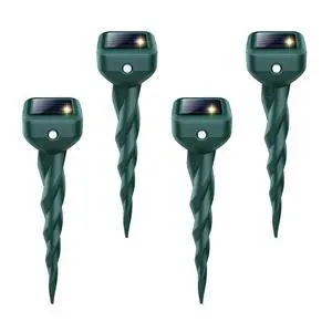 Mole Repellent Solar Powered, 4 Pack Snake & Skunk Repellent for Yard, IP 65 Waterproof Ultrasonic Deterrent Stakes, Get Rid of Rabbit, Gopher, Vole, Chipmunk, Deer, Groundhog for Lawns Garden Mole Repellent Solar Powered, 4 Pack Snake & Skunk Repellent for Yard, IP 65 Waterproof Ultrasonic Deterrent Stakes, Get Rid of Rabbit, Gopher, Vole, Chipmunk, Deer, Groundhog for Lawns Garden