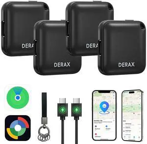 Air Tracker (iOS and Android) 4-Pack Rechargeable Android Tracker Tag Bluetooth Item Finder, Compatible with Apple Find My & Google Find Hub for Keys Wallet Luggage and More, Black Air Tracker (iOS and Android) 4-Pack Rechargeable Android Tracker Tag Bluetooth Item Finder, Compatible with Apple Find My & Google Find Hub for Keys Wallet Luggage and More, Black