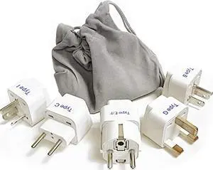 Adapter Plug Set for World Wide International Travel Use - Grounded Safe - Works with Cell Phones, Chargers, Batteries, Camera, and More Adapter Plug Set for World Wide International Travel Use - Grounded Safe - Works with Cell Phones, Chargers, Batteries, Camera, and More
