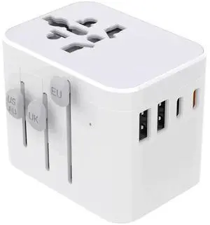European Travel Plug Adapter, Universal Travel Adapter with PD Fast Charging, 5-Port (1 AC/2 USB-A/2 USB-C) International Power Adapter with Fuse Surge Protection for US EU UK AU - White European Travel Plug Adapter, Universal Travel Adapter with PD Fast Charging, 5-Port (1 AC/2 USB-A/2 USB-C) International Power Adapter with Fuse Surge Protection for US EU UK AU - White