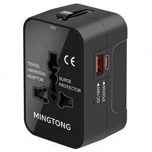 Travel Adapter, Worldwide All in One Universal Power Plug Adapter, Black Travel Adapter, Worldwide All in One Universal Power Plug Adapter, Black