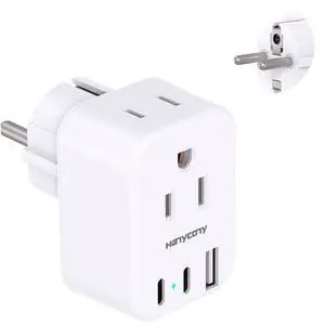 Type E F Plug Adapter, US to Europe EU Germany France Travel Power Adaptor Type E F Plug Adapter, US to Europe EU Germany France Travel Power Adaptor
