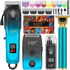 Hair Clippers for Men with LED Display, 4-Piece Cordless Grooming Kit with Hair Clipper, Beard Trimmer, Foil Shaver, Nose Trimmer, Complete Rechargeable Set for Home Barber Hair Clippers for Men with LED Display, 4-Piece Cordless Grooming Kit with Hair Clipper, Beard Trimmer, Foil Shaver, Nose Trimmer, Complete Rechargeable Set for Home Barber