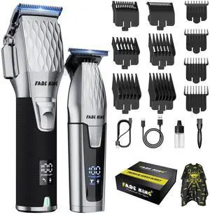 Professional Hair Clipper and Beard Trimmer Kit for Men, Cordless Hair Cutting & Grooming Set with Zero Gap T-Blade Trimmer, Barber Hair Trimmer for Home Use, Mens Grooming Gift for Men Professional Hair Clipper and Beard Trimmer Kit for Men, Cordless Hair Cutting & Grooming Set with Zero Gap T-Blade Trimmer, Barber Hair Trimmer for Home Use, Mens Grooming Gift for Men