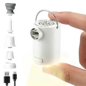 Mini Air Pump with Camping Light 3-in-1 Portable Rechargeable Air Pump for Inflatables 3.5kPa Ultra-Mini Electric Inflator Deflator with 5 Nozzles for Air Mattress Pool Floats Sleeping Pads Mini Air Pump with Camping Light 3-in-1 Portable Rechargeable Air Pump for Inflatables 3.5kPa Ultra-Mini Electric Inflator Deflator with 5 Nozzles for Air Mattress Pool Floats Sleeping Pads