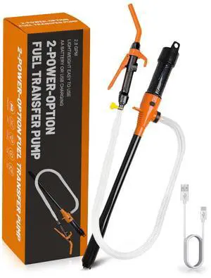 USB Electric Fuel Transfer Pump Battery Powered & Plug-In Power Supply, Portabel Gas Gasoline Transfer Pump For 5 Gallon Gas Can-Orange USB Electric Fuel Transfer Pump Battery Powered & Plug-In Power Supply, Portabel Gas Gasoline Transfer Pump For 5 Gallon Gas Can-Orange