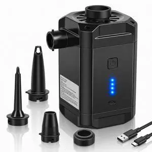 Air Pump for Inflatables, Air Mattress Pump,5200mAh Rechargeable Air Mattress Pump with 4 Nozzles & LED Indicator, Quick-Fill Cordless Inflator Deflator for Pool Floats, Camping, Air Bed Air Pump for Inflatables, Air Mattress Pump,5200mAh Rechargeable Air Mattress Pump with 4 Nozzles & LED Indicator, Quick-Fill Cordless Inflator Deflator for Pool Floats, Camping, Air Bed