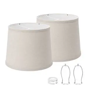 Drum Lampshades Set of 2, 11" Top x 13" Bottom x 10" High, Beige Lamp Shade Drum Lampshades Set of 2, 11" Top x 13" Bottom x 10" High, Beige Lamp Shade