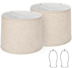 Lampshades Set of 2, Drum Lampshades 11.6" Top x 12.6" Bottom x 9.8" High, Medium Lampshades (Spider Fitter), Beige Lampshades Natural Linen Hand Crafted, Easy Assembly Required Lampshades Set of 2, Drum Lampshades 11.6" Top x 12.6" Bottom x 9.8" High, Medium Lampshades (Spider Fitter), Beige Lampshades Natural Linen Hand Crafted, Easy Assembly Required