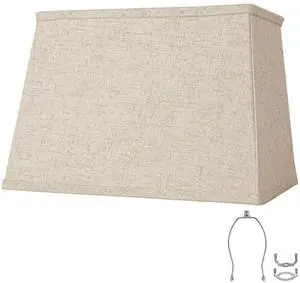 Rectangular Lampshade, Large Beige Lamp Shade, (7 x 12.5) '' x (9 x 15) '' x 9.8 '', Includes 1 Shade Bracket, 2 Adapters, Suitable for Table Lamps and Floor Lamps, Easy Assembly Rectangular Lampshade, Large Beige Lamp Shade, (7 x 12.5) '' x (9 x 15) '' x 9.8 '', Includes 1 Shade Bracket, 2 Adapters, Suitable for Table Lamps and Floor Lamps, Easy Assembly