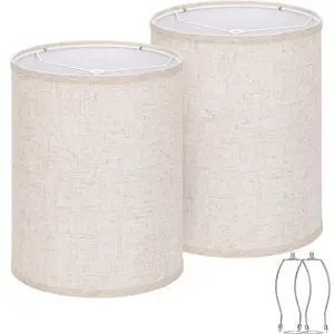Tall Drum Lamp Shades Set of 2, 10"Top x10"Bottom x 13"High,Beige Lampshade Tall Drum Lamp Shades Set of 2, 10"Top x10"Bottom x 13"High,Beige Lampshade